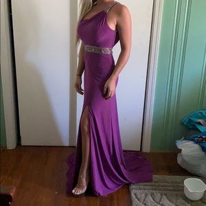 Purple prom dress one shoulder